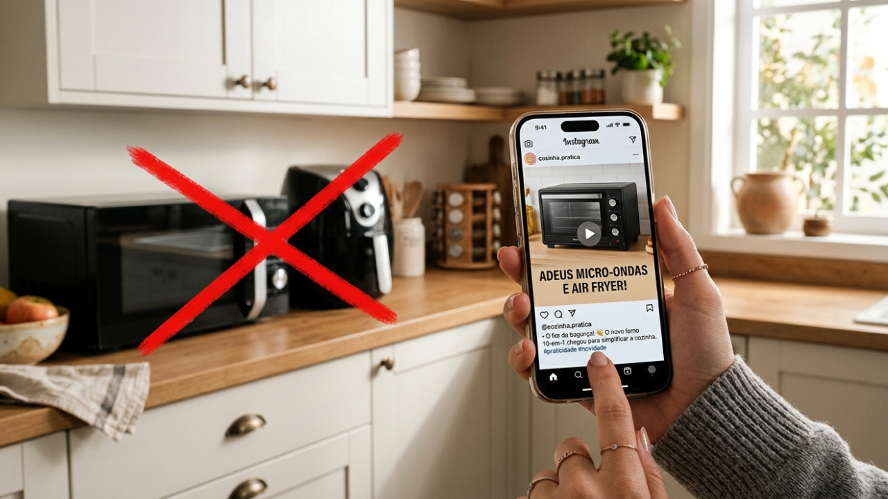 O fim do micro-ondas e airfryer: o novo eletrodoméstico que faz tudo sozinho 2 em 1 e está viralizando na internet