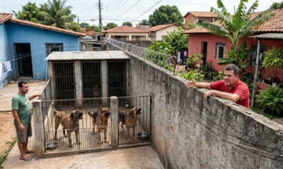 Família ergue canil de cimento na divisa para 3 cães grandes, ignora reclamação por 8 meses e Justiça fixa multa diária de R$ 500 até a retirada dos animais