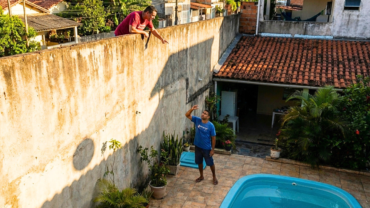 Vizinho constrói paredão de 4 metros para tapar piscina por vingança de festa até as 23h, perde ação por abuso de direito e paga R$ 1.200 por dia de atraso