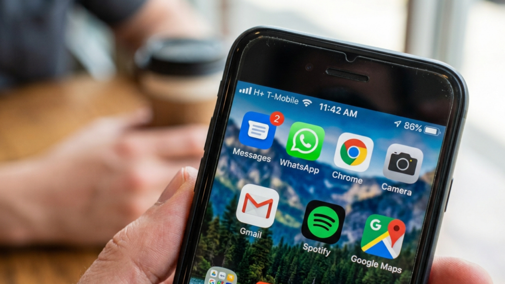 O que significa o símbolo H+ escrito na parte de cima do celular e para que ele serve