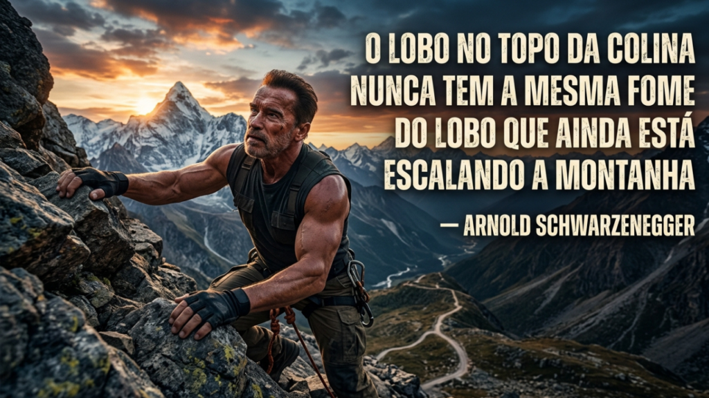 Arnold Schwarzenegger: "O lobo no topo da colina nunca tem a mesma fome do lobo que ainda está escalando a montanha". Lições sobre acomodação, impulso competitivo e por que o sucesso absoluto é o maior inimigo da ambição
