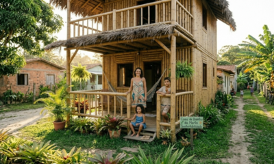 Aos 40 anos, mulher com 2 filhos monta casa de bambu de 60 m² em 2 meses por R$ 8.000, mas a prefeitura barra a ligação de água