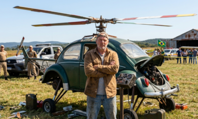 Mecânico de 47 anos autodidata cria o "helicóptero de Fusca" no interior de SP, tenta voar e é barrado pela lei e a fiscalização que chegou a tempo