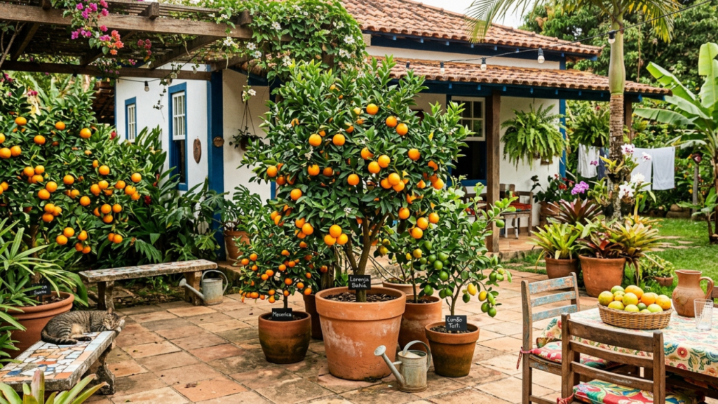 7 árvores frutíferas com raízes que não danificam o piso do seu quintal, perfeitas para espaços pequenos