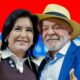Lula de chapéu e Simone Tebet, ambos sorrindo e fazendo sinal de positivo