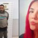 Homem em foto de prisão ao lado de retrato de mulher com cabelo vermelho