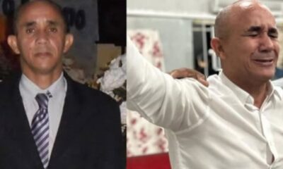 Ronaldo José Araújo em duas fotos: uma séria com terno e outra chorando com olhos fechados
