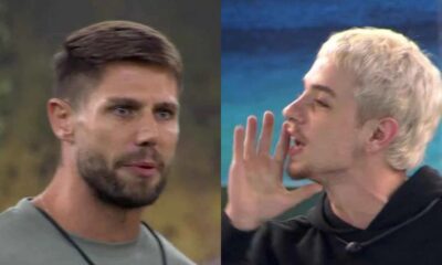 Jonas Sulzbach e Juliano Floss em imagem dividida, ambos com expressões faciais distintas