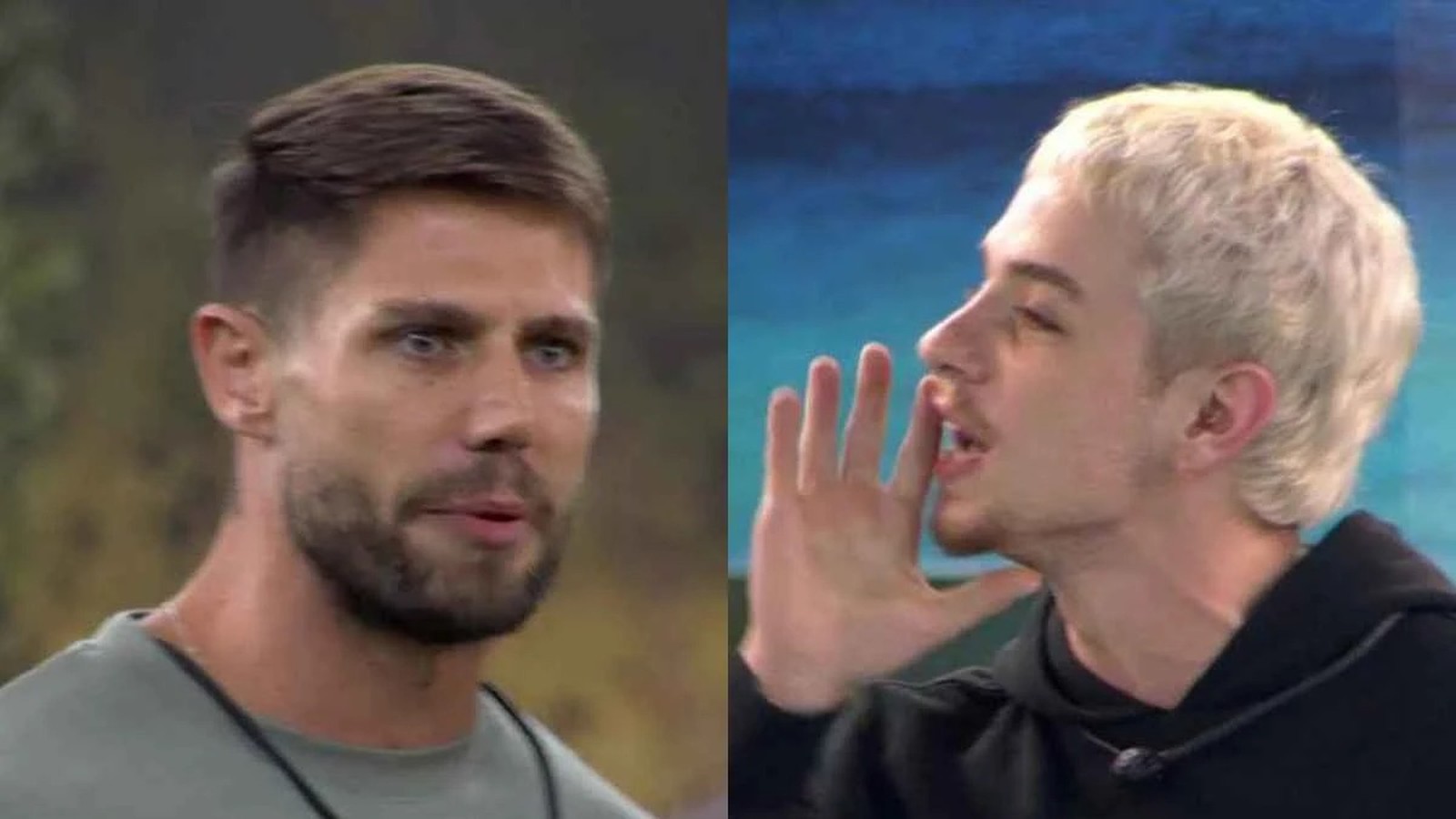 Jonas Sulzbach e Juliano Floss em imagem dividida, ambos com expressões faciais distintas