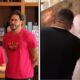 Viih Tube e Eliezer em camisetas rosas e pessoa inclinada sobre vaso sanitário e lixeira