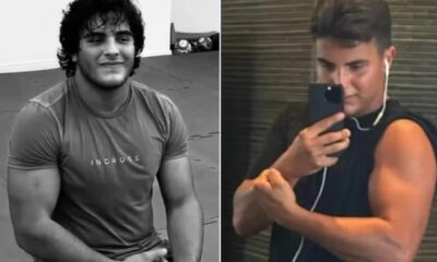 Marcelo Sangalo em duas fotos: sorrindo com camisa "INCROSS", e selfie flexionando o braço