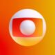 Logotipo 3D da TV Globo com esfera branca em fundo degradê vermelho e amarelo