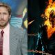Ryan Gosling em blazer; Motoqueiro Fantasma com caveira flamejante, jaqueta de couro e correntes