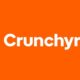 Logo da Crunchyroll branco sobre fundo laranja, com ícone estilizado à esquerda e o nome da marca.