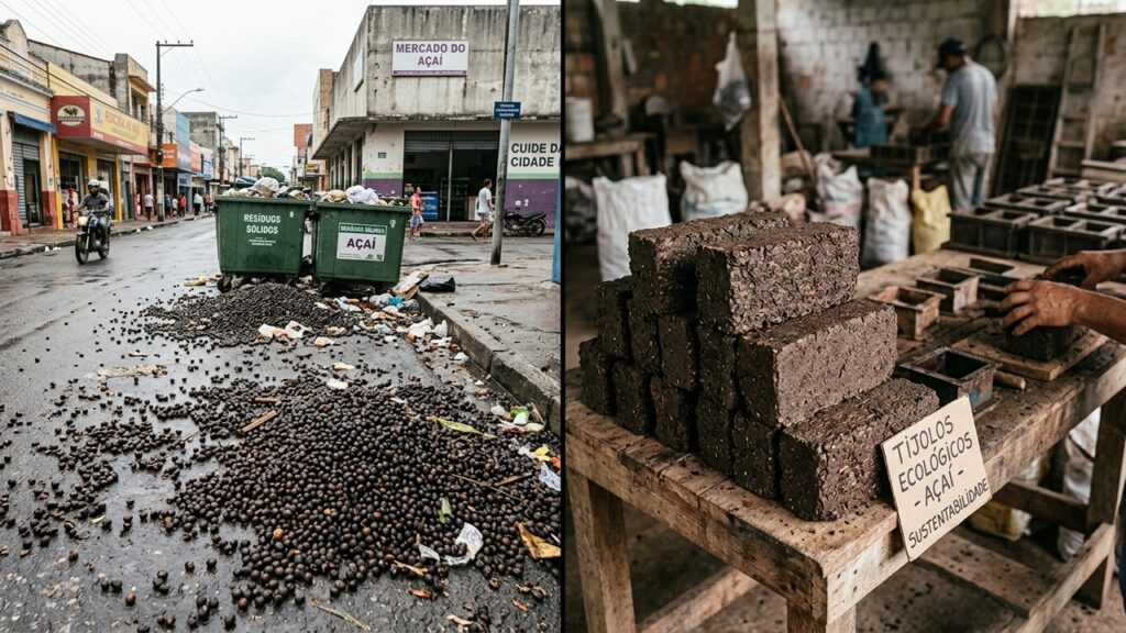 Jovem transforma caroço de açaí em tijolo sustentável no Pará