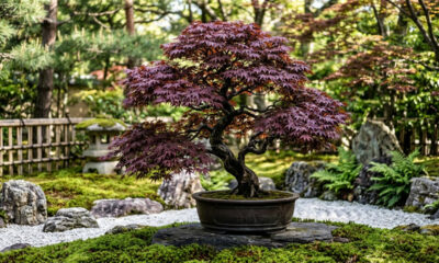 Esse arbusto japonês parece um bonsai gigante e muda de cor de forma espetacular durante os dias de outono no jardim de casa