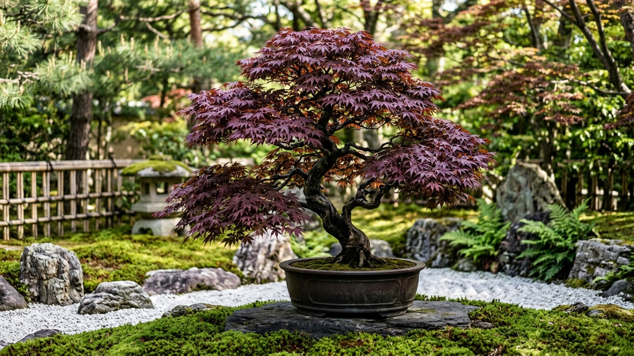 Esse arbusto japonês parece um bonsai gigante e muda de cor de forma espetacular durante os dias de outono no jardim de casa