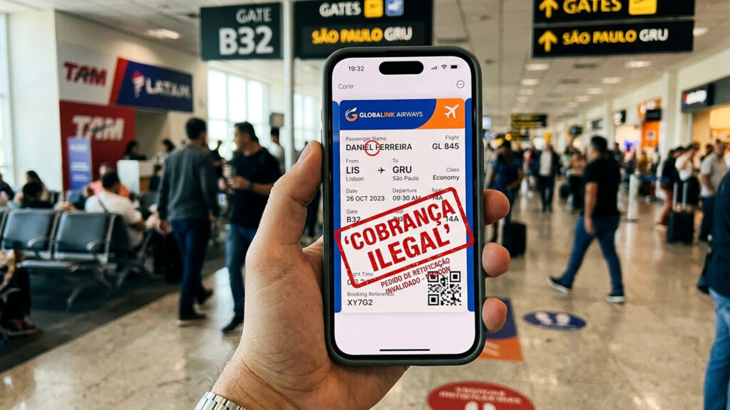 Passageiro erra uma letra do nome na compra, companhia aérea cobra R$ 1.500 para corrigir a passagem e é multada por cobrança ilegal
