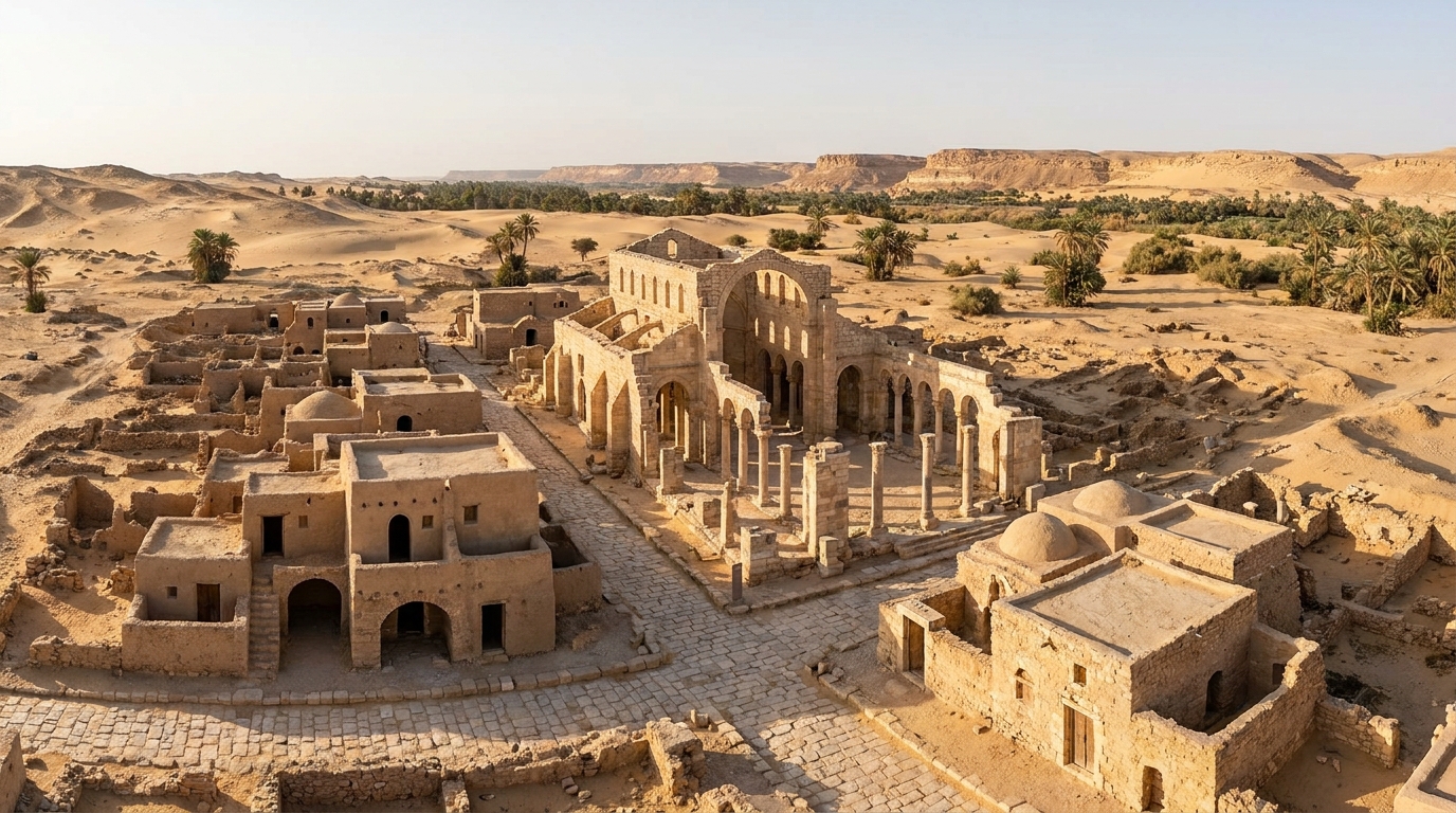 Uma cidade bizantina preservada no Egito revelou ruas, edifícios e vestígios que ajudam a entender como viviam seus habitantes há cerca de 1.600 anos