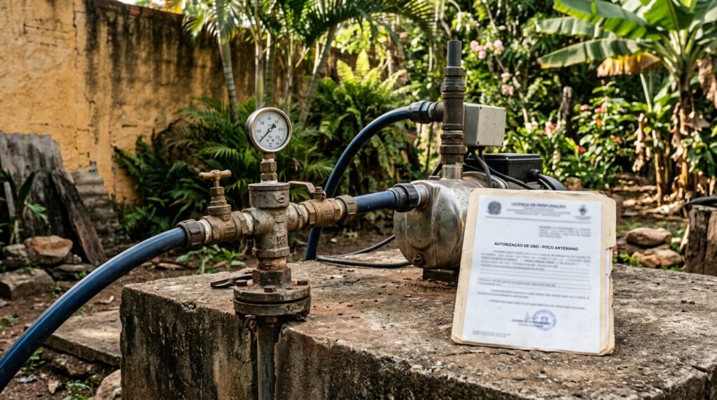 Família gasta R$ 15 mil para abrir um poço artesiano dentro de casa e é surpreendida por multa da fiscalização, porque a água subterrânea pertence ao Estado e não ao dono do terreno