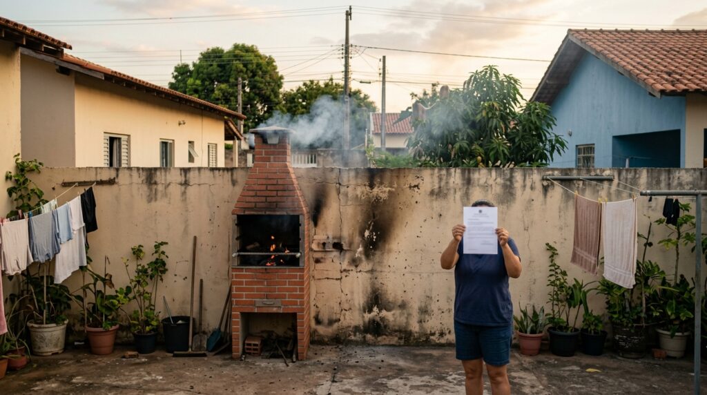 Morador gasta R$ 8 mil para construir uma churrasqueira encostada no muro do vizinho sem deixar um espaço e recebe notificação para demolir a obra inteira com base no Código Civil