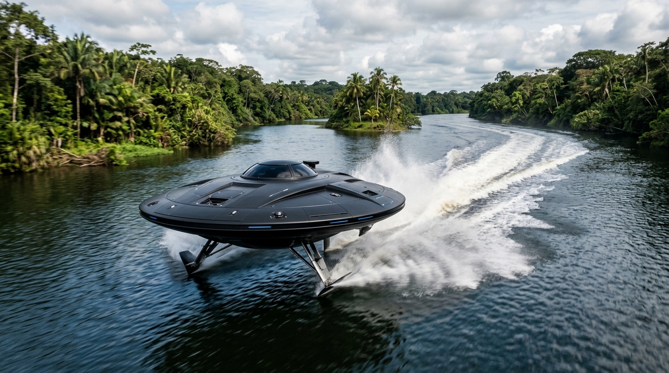 Sem moldes, sem fresadora e sem orçamento: vietnamita constrói barco em forma de disco voador usando terra, cimento e sucata