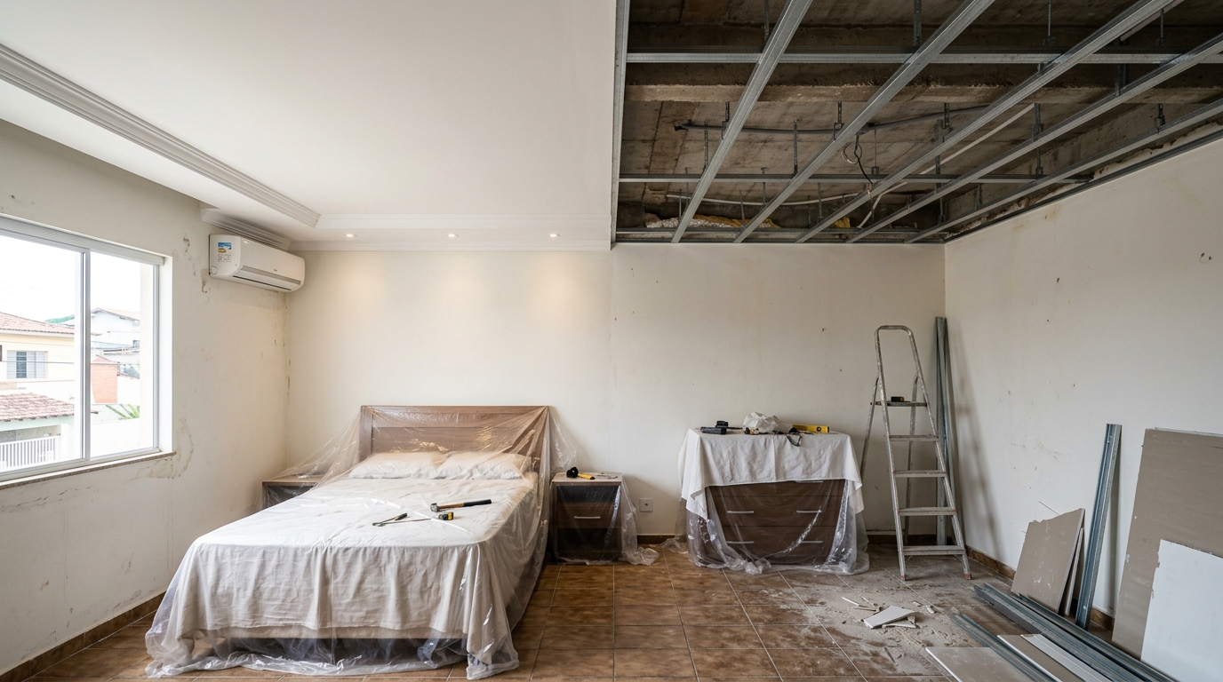 Quanto custa fazer um forro de gesso em um cômodo de 6 m² com um profissional e o que pode mudar no orçamento?
