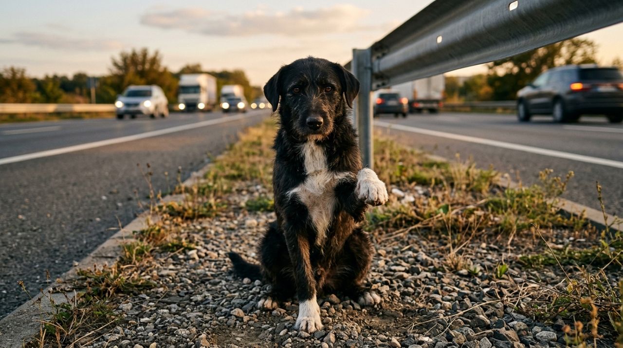 Cachorro abandonado tenta chamar a atenção de um casal com um gesto comovente