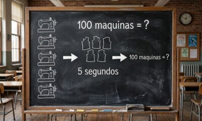 Teste sua lógica: se 5 máquinas fazem 5 peças em 5 minutos, quanto levam 100 máquinas?