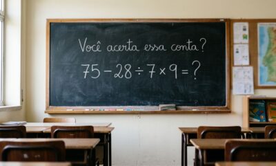 Resolva 75 – 28 ÷ 7 × 9 sem calculadora e veja se sua memória escolar ainda está afiada