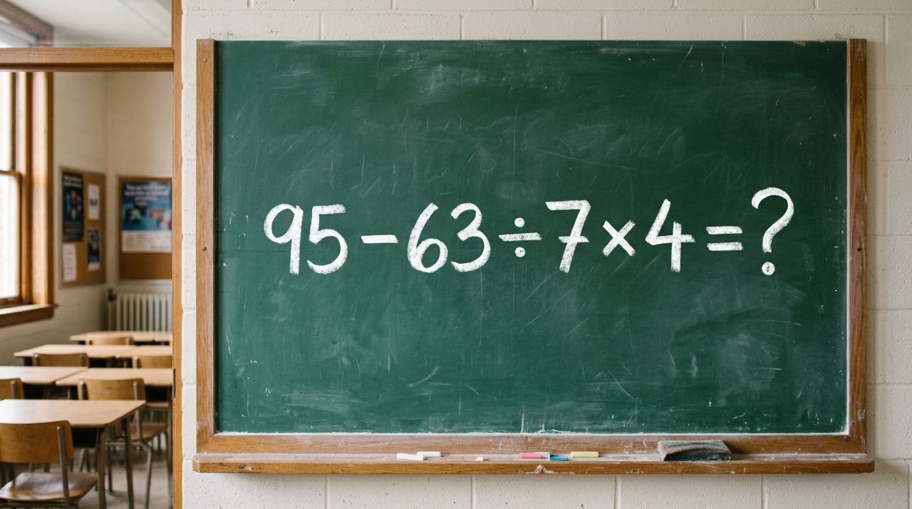 Você tem 30 segundos para descobrir o resultado de 95 – 63 ÷ 7 × 4