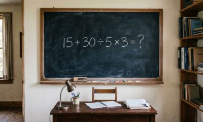 O cálculo 15 + 30 ÷ 5 × 3 parece fácil, mas poucos acertam de primeira
