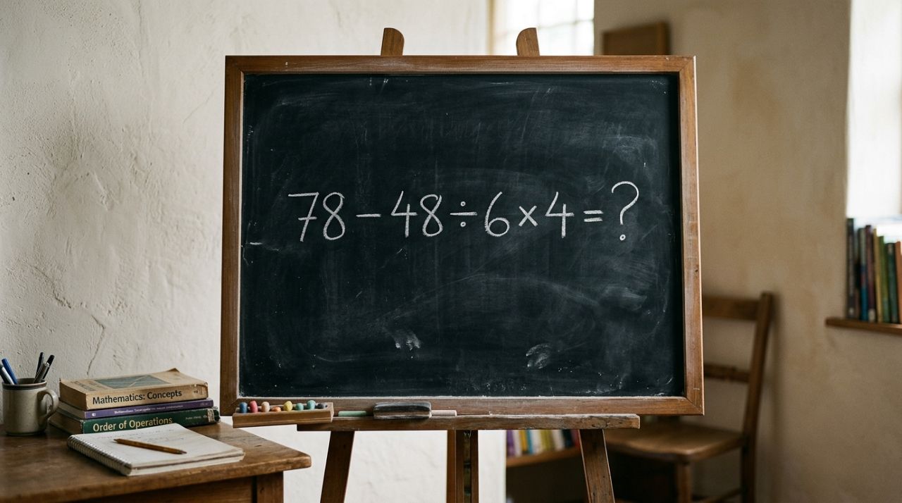 A expressão 78 − 48 ÷ 6 × 4 testa sua atenção e muita gente responde errado de primeira