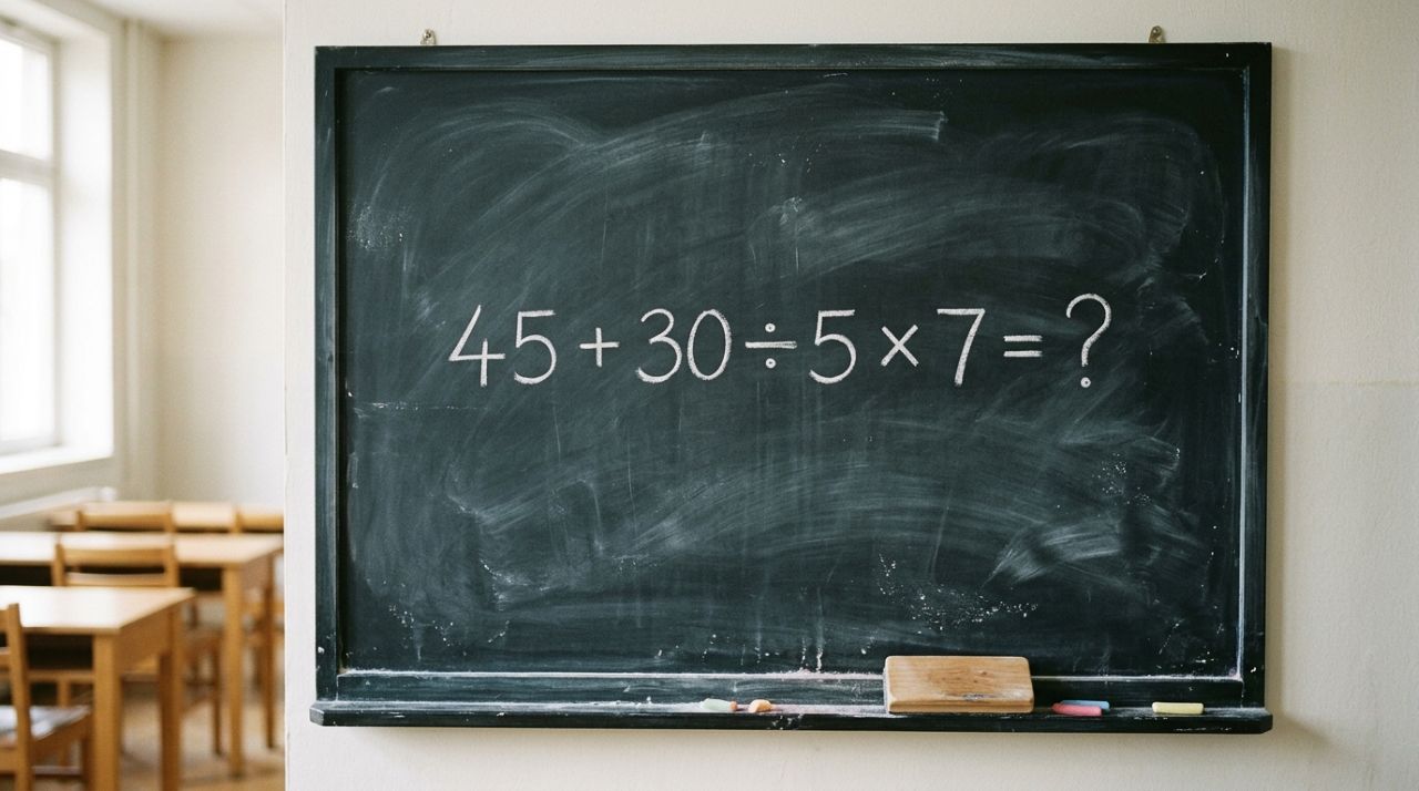 Apenas os mais atentos acertam 45 + 30 ÷ 5 × 7 sem usar calculadora