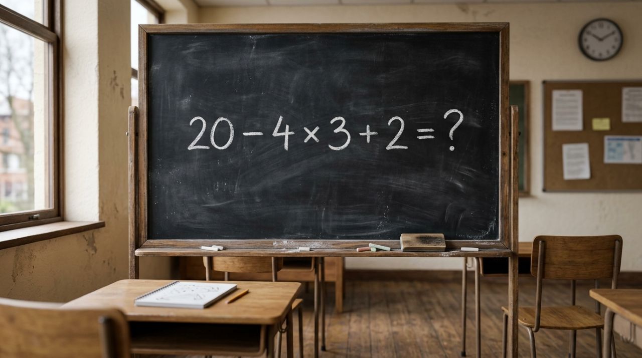 A conta 20 − 4 × 3 + 2 parece fácil, mas muita gente erra na resposta