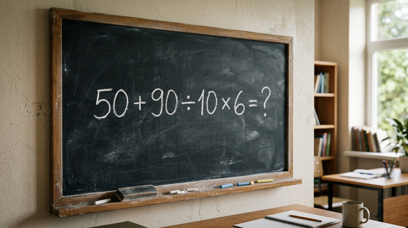 O cálculo 50 + 90 ÷ 10 × 6 parece simples, mas quase todo mundo erra na primeira tentativa