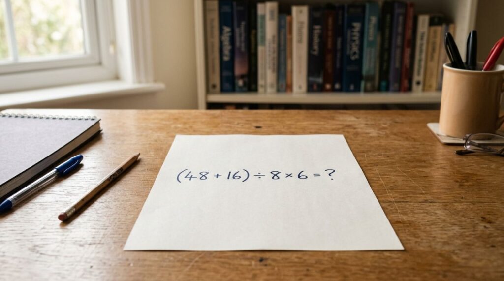 Você consegue resolver (48 + 16) ÷ 8 × 6 sem usar a calculadora?