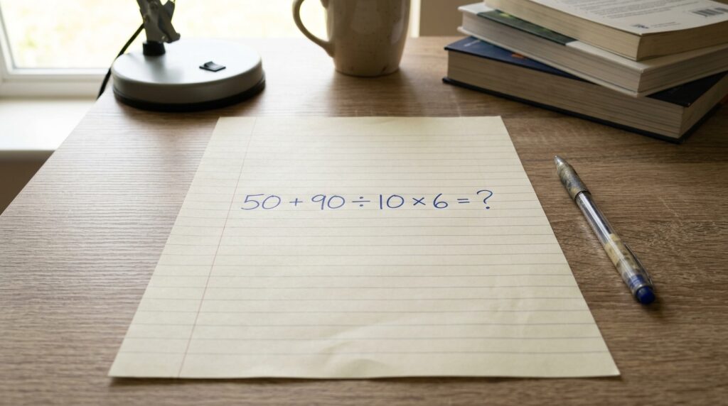 O cálculo 50 + 90 ÷ 10 × 6 parece simples, mas quase todo mundo erra na primeira tentativa