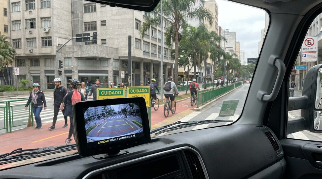 Câmera de ré passa a ser obrigatória em novos caminhões urbanos e muda regras para frotistas