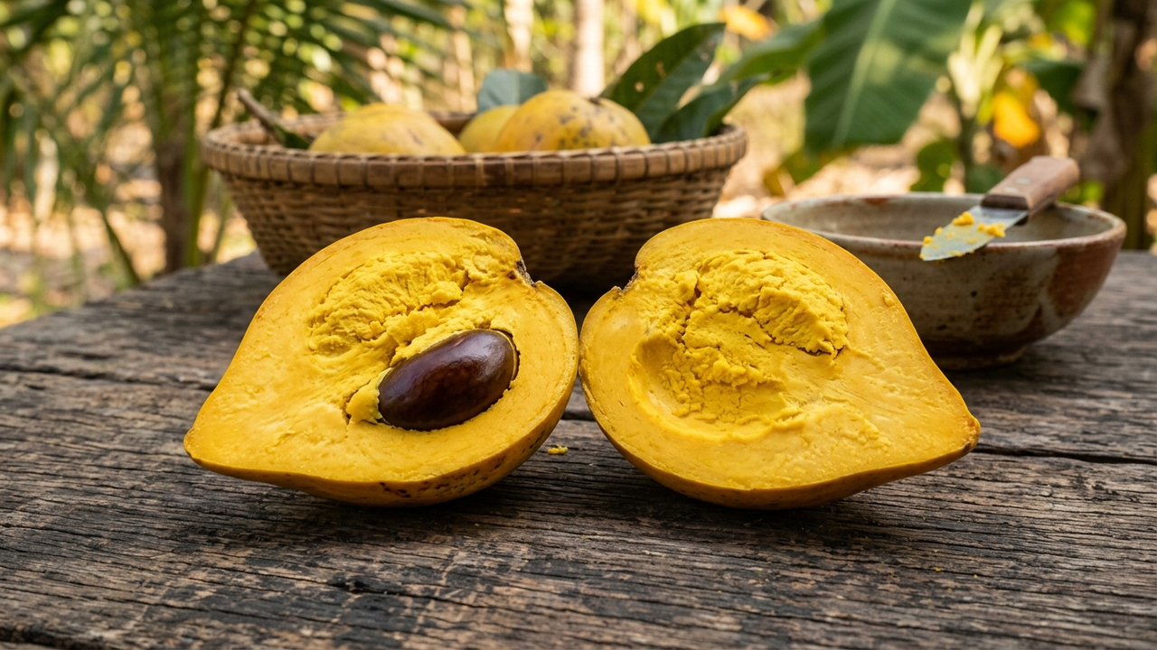 Essa fruta exótica parece um ovo cozido por dentro mas tem um sabor incrivelmente doce que lembra gema de ovo misturada com doce de leite