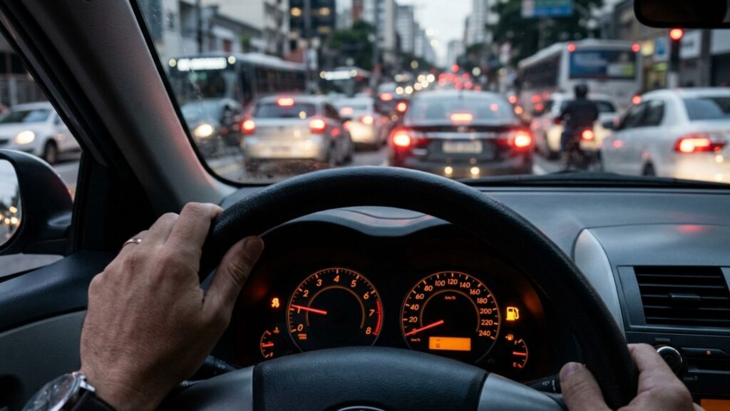 Motorista roda com o tanque na reserva para gastar menos, mas fica parado no meio da rua e descobre que essa atitude pode virar multa