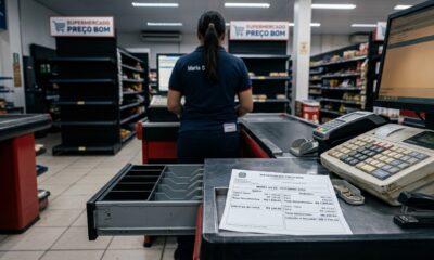 Caixa de supermercado leva R$ 220 de desconto no salário por uma diferença no fechamento do dia, acha que é normal, e descobre que a empresa não pode repassar o prejuízo do negócio ao funcionário sem prova de culpa