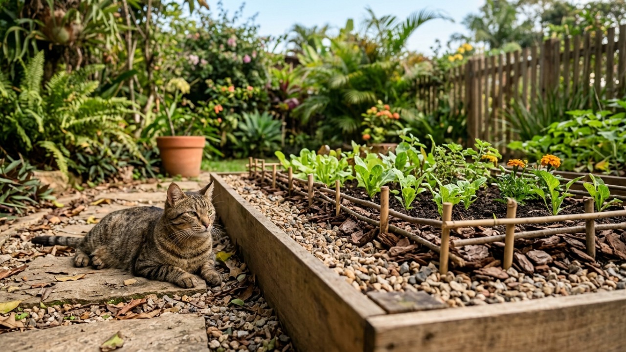 Como impedir que gatos usem o jardim como banheiro com métodos que respeitam os animais e protegem os canteiros