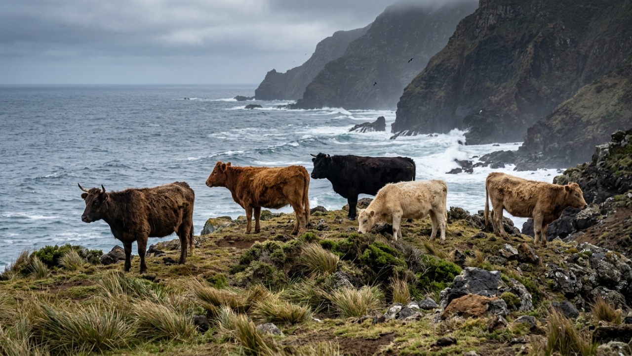 Cinco vacas foram deixadas sozinhas em uma ilha no meio do oceano e, mais de um século depois, seus descendentes já formavam um rebanho com quase 2 mil animais