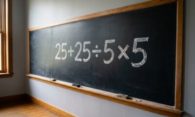 Parece fácil, mas só 1 em cada 10 pessoas acerta: quanto é 25 + 25 ÷ 5 × 5?