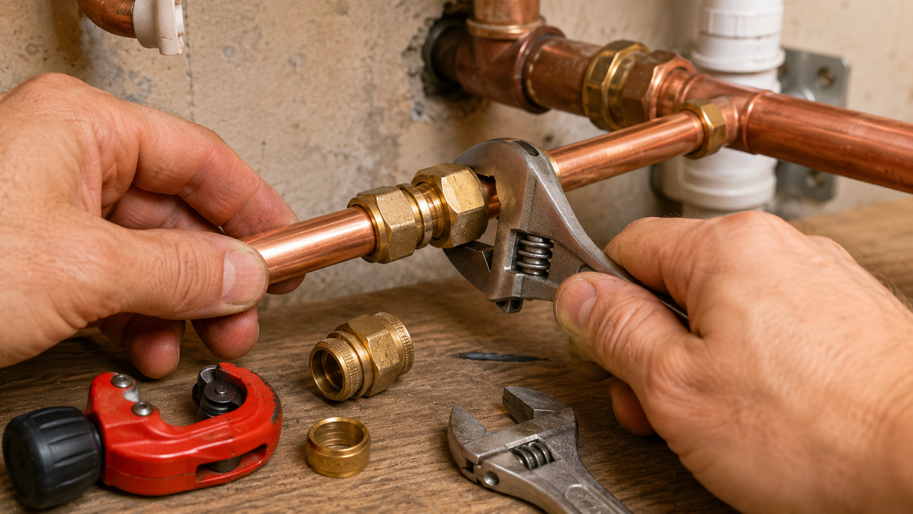 Como conectar conexões hidráulicas a um tubo de cobre sem solda, macetes de um encanador