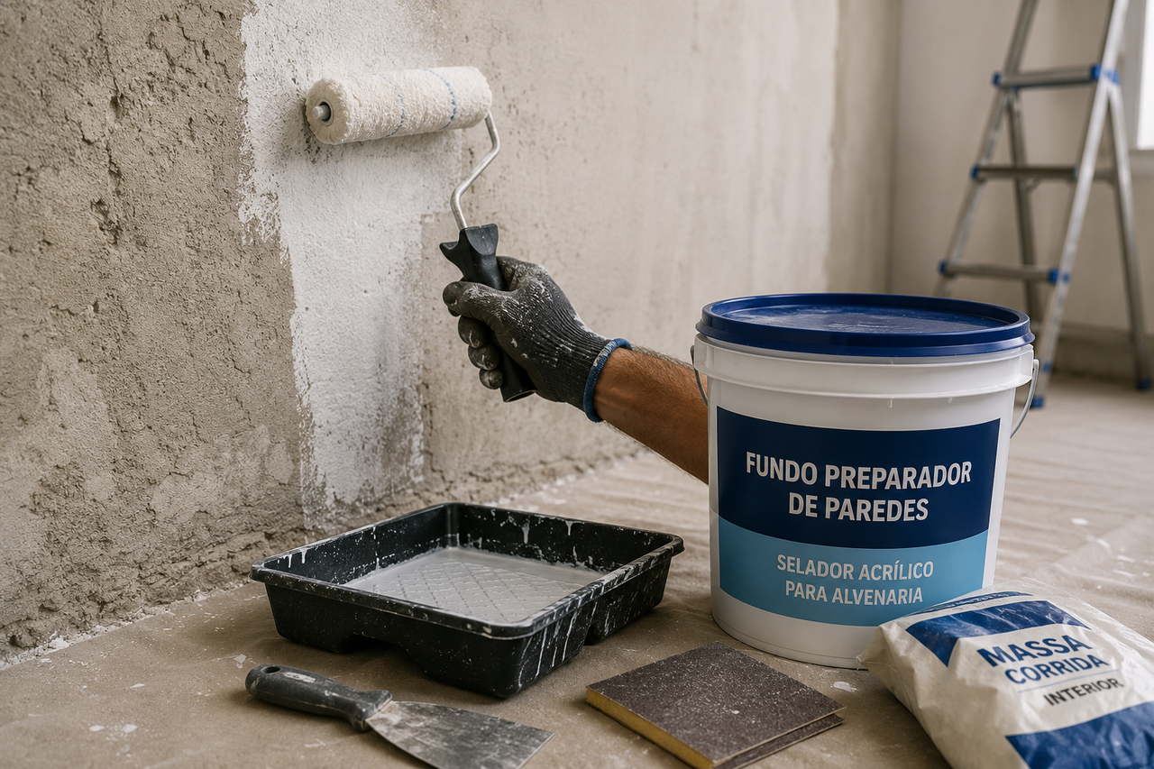 O que aplicar primeiro no reboco, fundo preparador ou tinta? Essa é a ordem correta