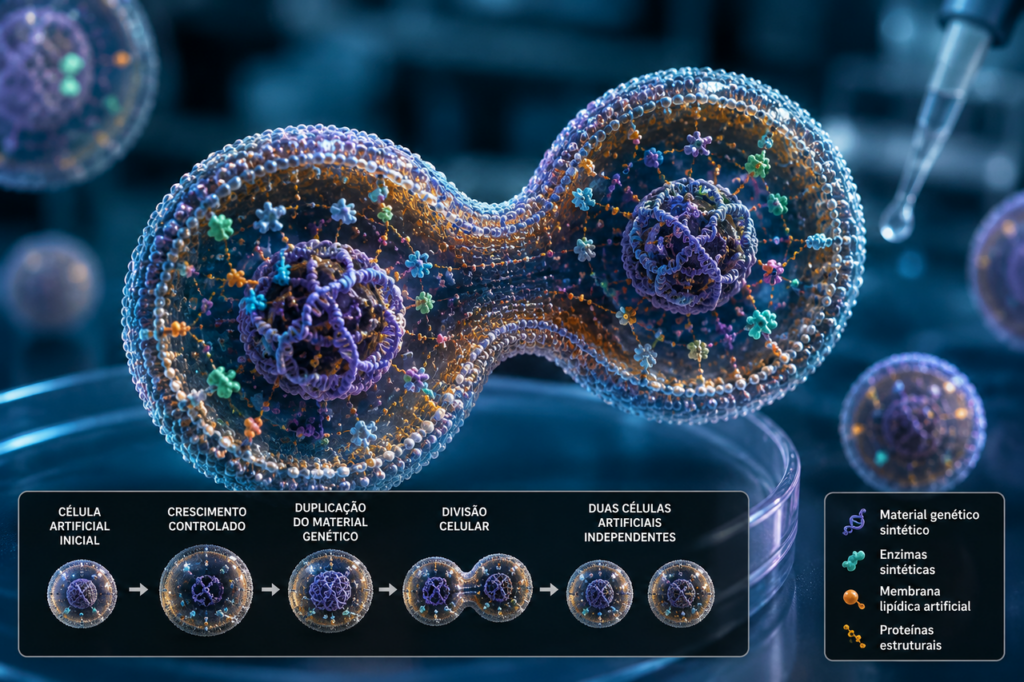 Cientistas criam célula artificial que consegue crescer e se dividir em laboratório