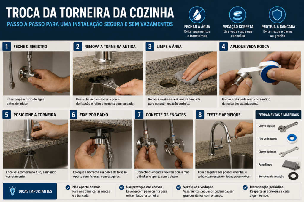 Encanador ensina instalar uma torneira de cozinha sem quebrar a bancada