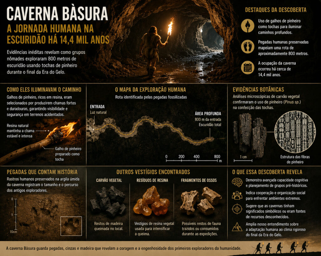 Como um grupo percorreu 800 metros dentro de uma caverna há 14,4 mil anos usando apenas galhos de pinheiro